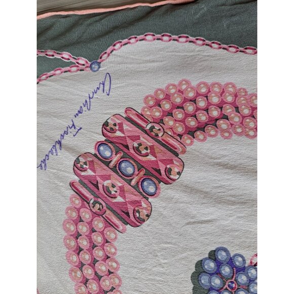 Christian Fischbacher 100% Silk Floral Scarf 33" Square Multicolor Womens - Picture 3 of 8